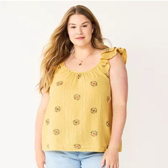 Sonoma Goods For Life® Relaxed Ruffled Tank size 1x NWOT - Picture 1 of 3
